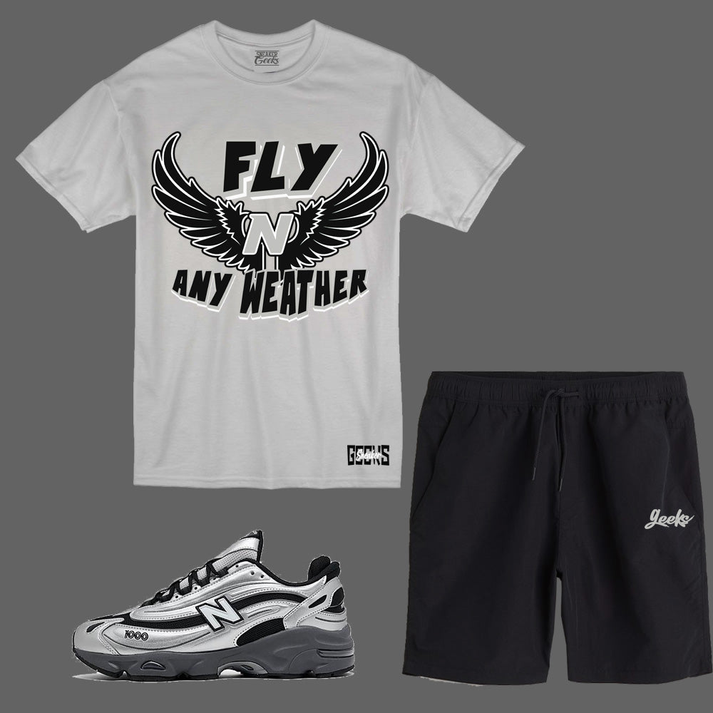 Fly N Any Weather Short Set to match New Balance 1000 Black/Silver metallic