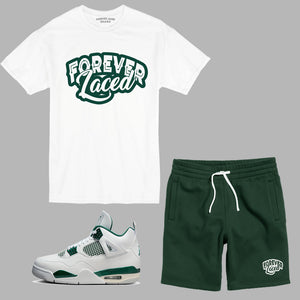 Forever Laced Short Set to match Retro Jordan 4 Oxidized Green sneakers