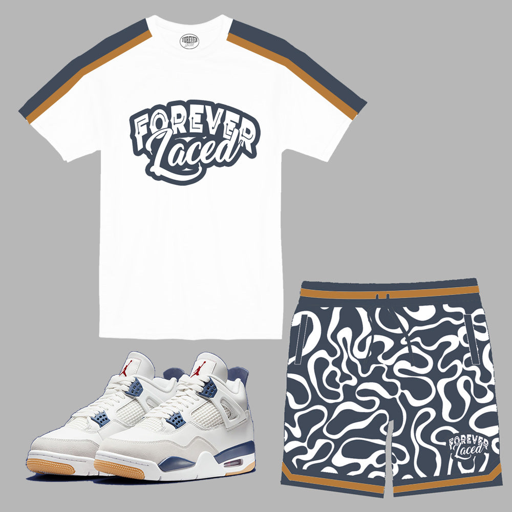 Forever Laced Retro Short Set to match Retro Jordan 4 SB Navy sneakers