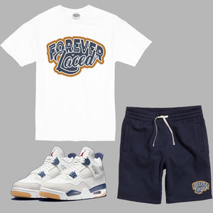 Forever Laced Classic Short Set to match Retro Jordan 4 SB Navy sneakers