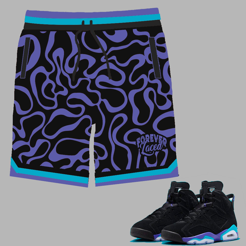 Forever Laced Shorts to match Retro Jordan 6 Aqua sneakers