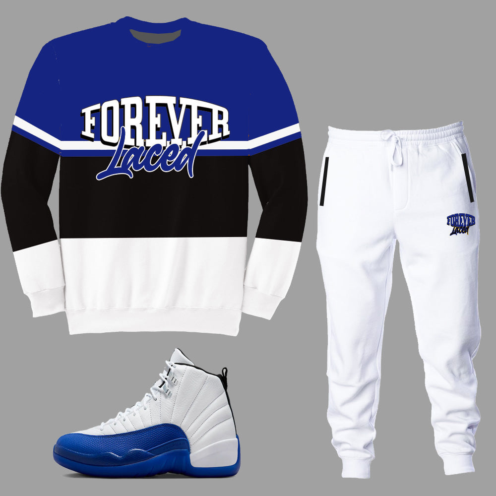 Foever Laced Crewneck Sweatsuit to match Retro Jordan 12 Blueberry sneakers