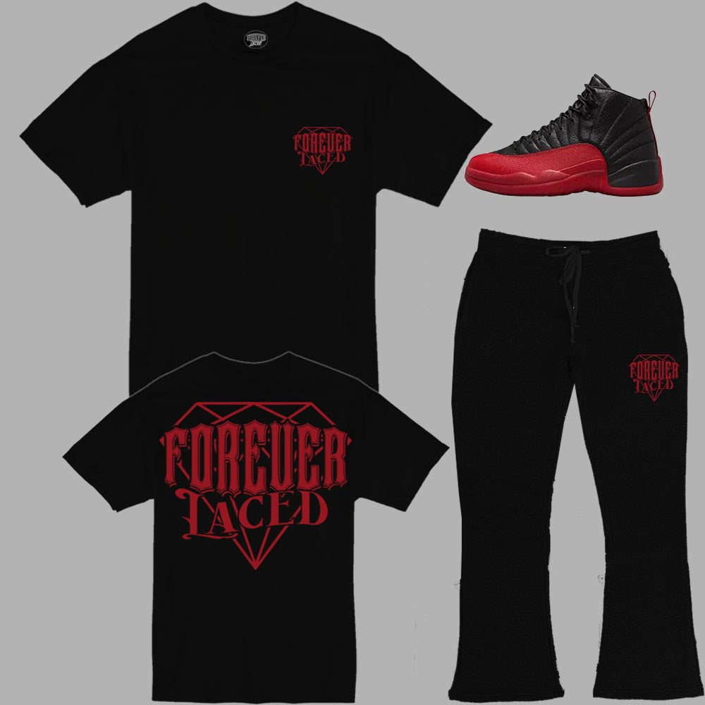 Forever Laced Eternity Outfit to match Retro Jordan 12 Flu Game sneakers