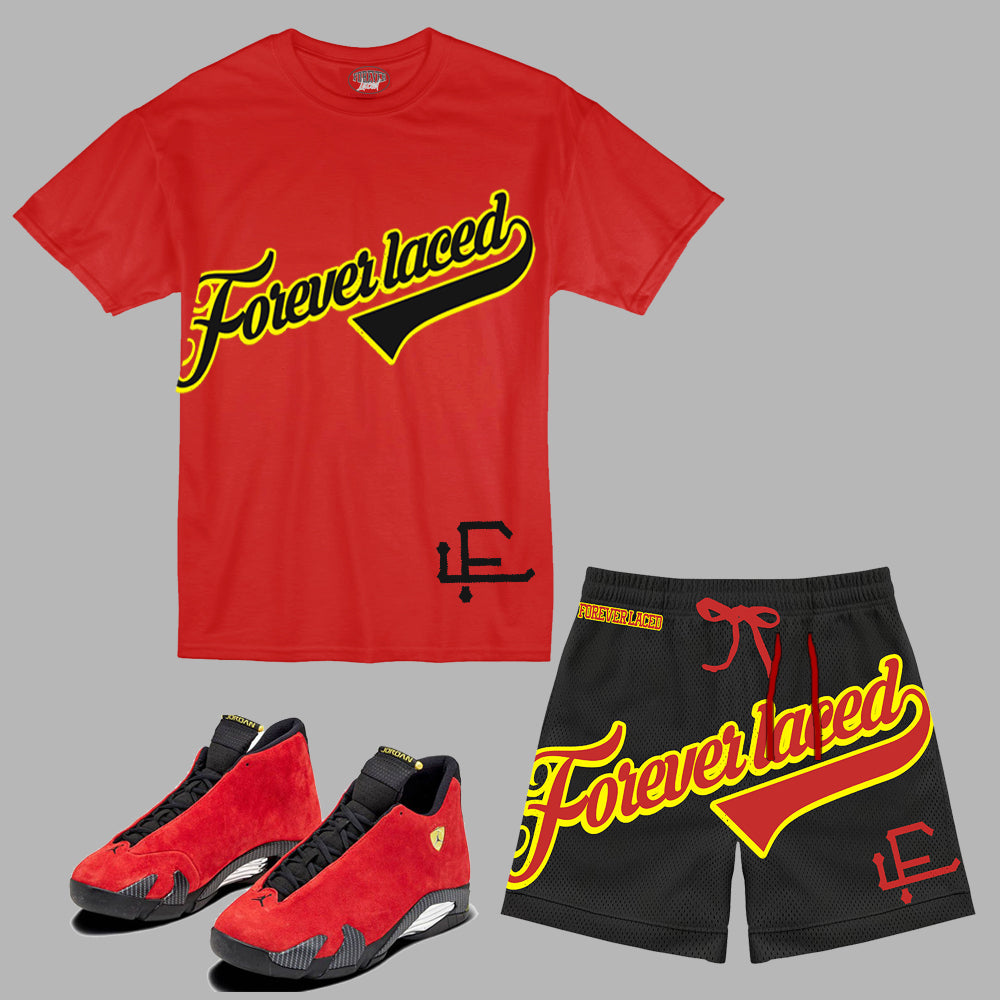 Forever Laced MLB Short Set to match Retro Jordan 14 Ferrari sneakers
