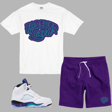 Load image into Gallery viewer, Forever Laced Classic Short Set to match Retro Jordan 5 OG Grape sneakers
