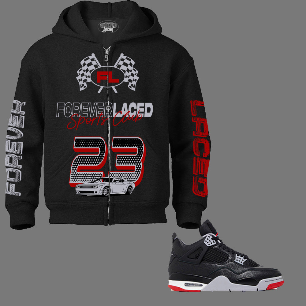 Forever Laced Sports Club Zipped Hoodie to match Retro Jordan 4 Reimagined sneakers