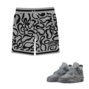 Forever Laced Retro Shorts to match Retro Jordan 4 Wet Cement sneakers