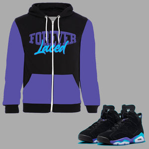 Forever Laced Zipped Hoodie to match Retro Jordan 6 Aqua sneakers