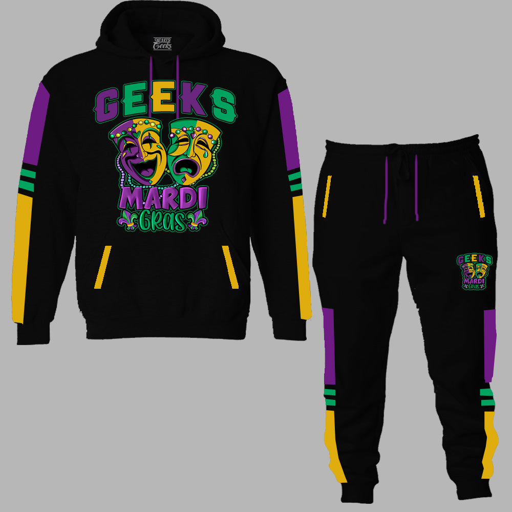 GEEKS Mardi Gras Mambo Hooded Sweatsuit (Black/Mardi Gras)