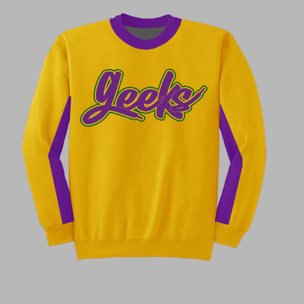 GEEKS Embroidered Crewneck Sweatsuit (Mardi Gras)