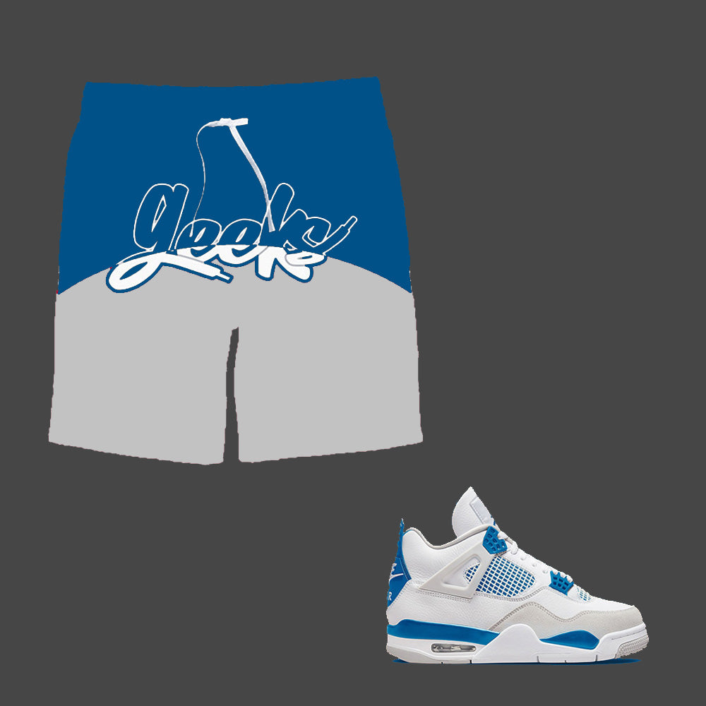 GEEKS Bold Shorts to match Retro Jordan 4 Military Blue sneakers