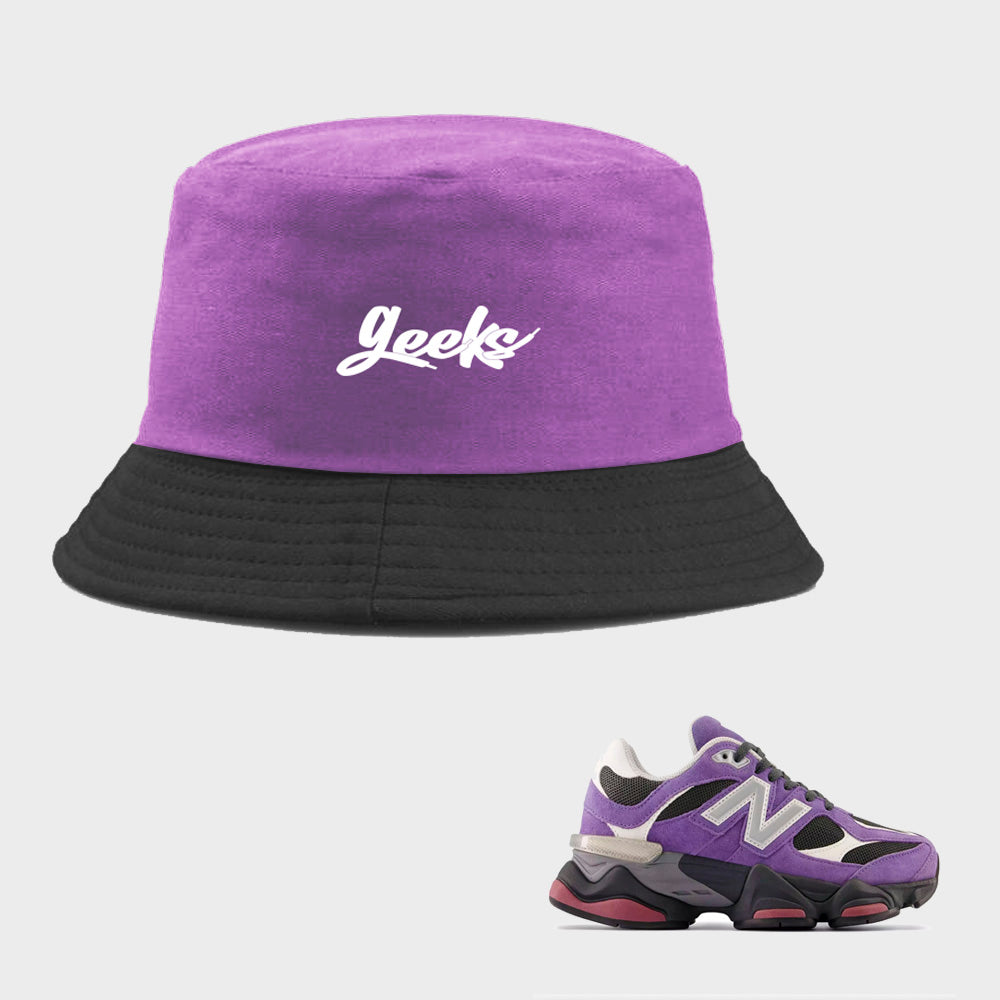 GEEKS Bucket Hat to match New Balance 9060 Violet Noir sneakers