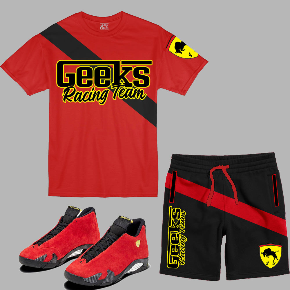 GEEKS Racing Team Short Set to match Retro Jordan 14 Ferrari sneakers