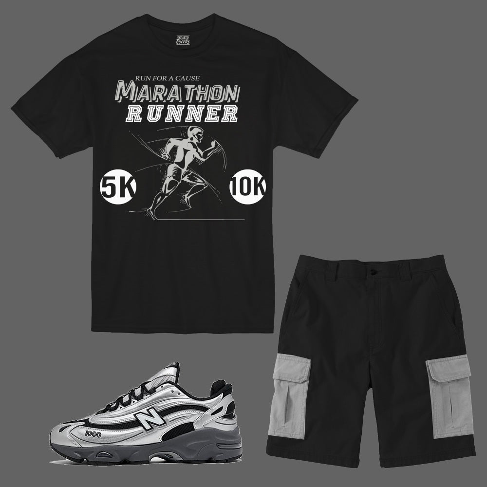 Marathon Runner Short Set to match New Balance 1000 Black/Silver metallic sneakers