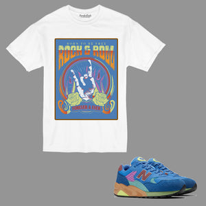 Rock and Roll T-Shirt to match New Balance 580 Blue Multi sneakers