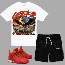 Load image into Gallery viewer, GEEKS Never Surrender Short Set to match Retro Jordan 4 Nigel Sylvester sneakers.
