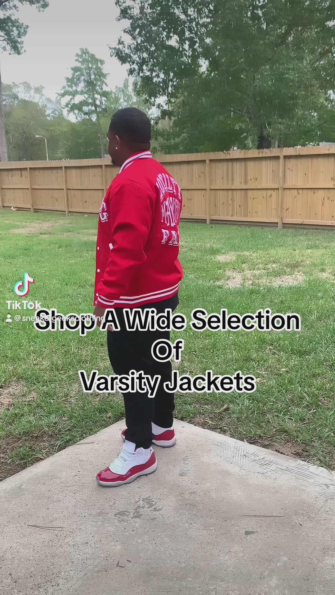 The Game Changer Varsity Jacket to match Retro Jordan 12 Cherry sneakers