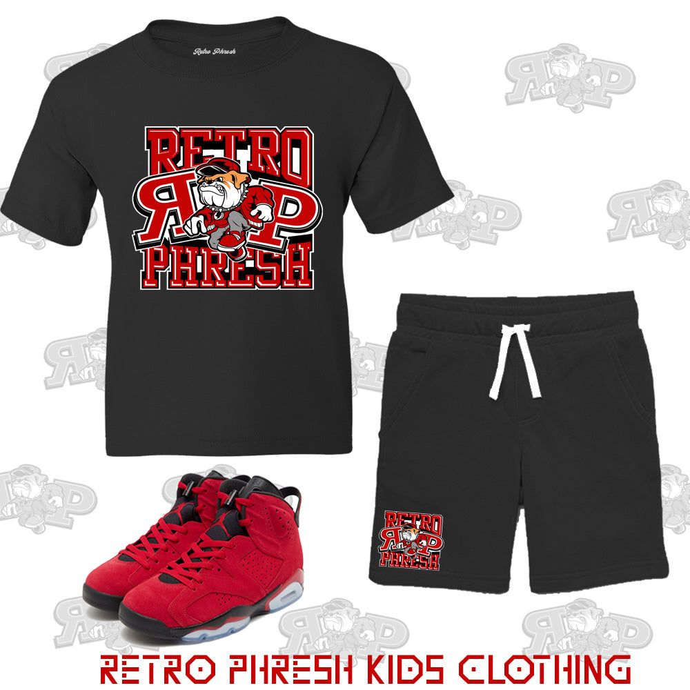 Retro Phresh Mascot Youth Short Set to match Retro Jordan 6 Toro Bravo sneakers