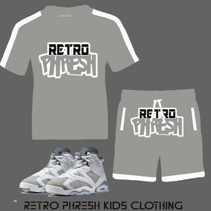 Retro Phresh Youth Short Set to match Retro Jordan 6 Cool Grey sneakers
