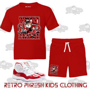 Retro Phresh Mascot Youth Short Set to match Retro Jordan 11 Cherry sneakers