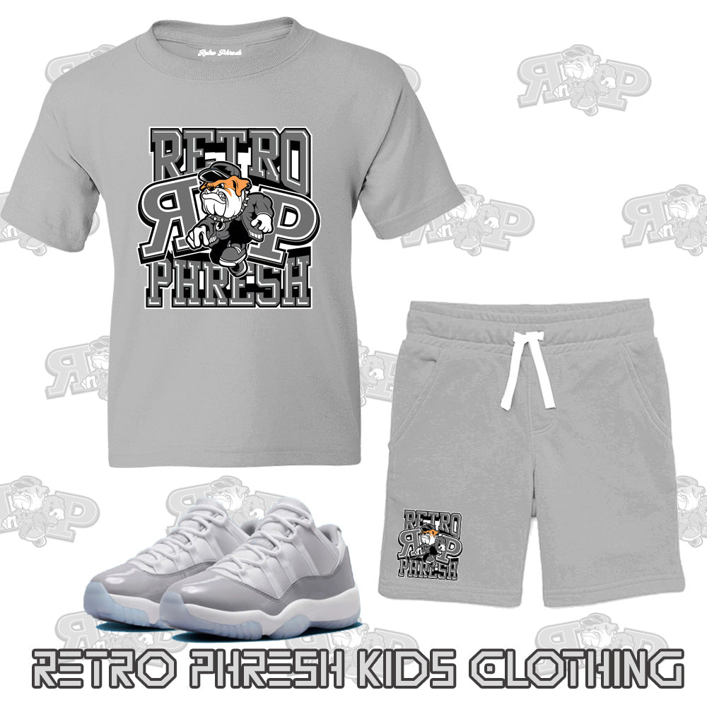 Retro Phresh Mascot Youth Short Set to match the Retro Jordan 11 Low Cement Grey sneakers