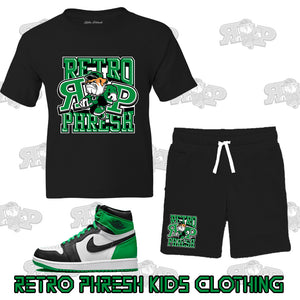 Retro Phresh Mascot Youth Short Set to match Retro Jordan 1 Lucky Green sneakers