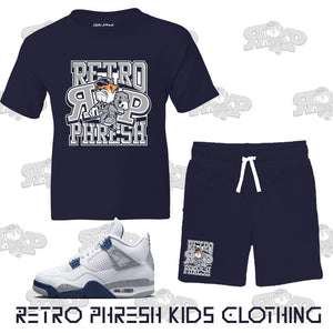 Retro Phresh Mascot Youth Short Set to match Retro Jordan 4 Midnight Navy sneakers