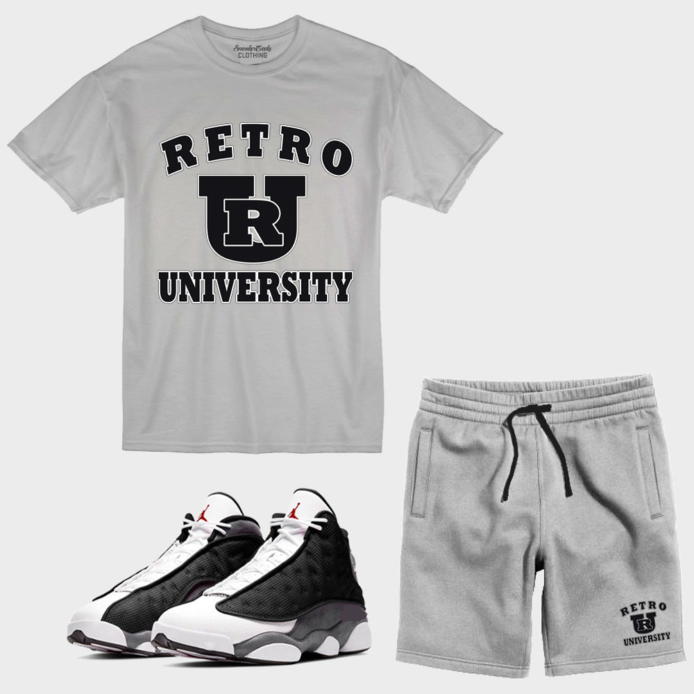 Retro University Short Set to match the Retro Jordan 13 Black Flint sneakers