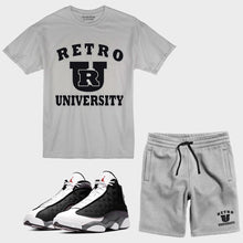 Load image into Gallery viewer, Retro University Short Set to match the Retro Jordan 13 Black Flint sneakers
