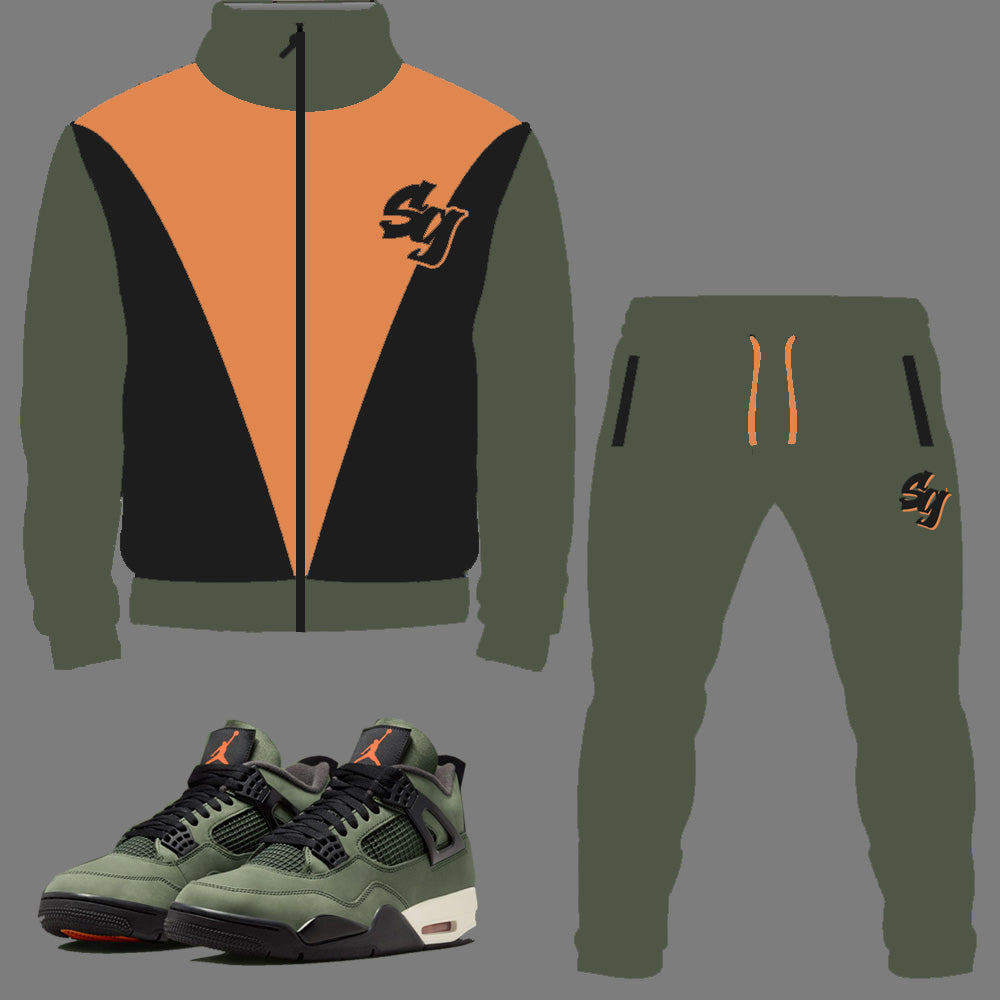SG Nostalgia Tracksuit to match Retro Jordan 4 Undefeated sneakers
