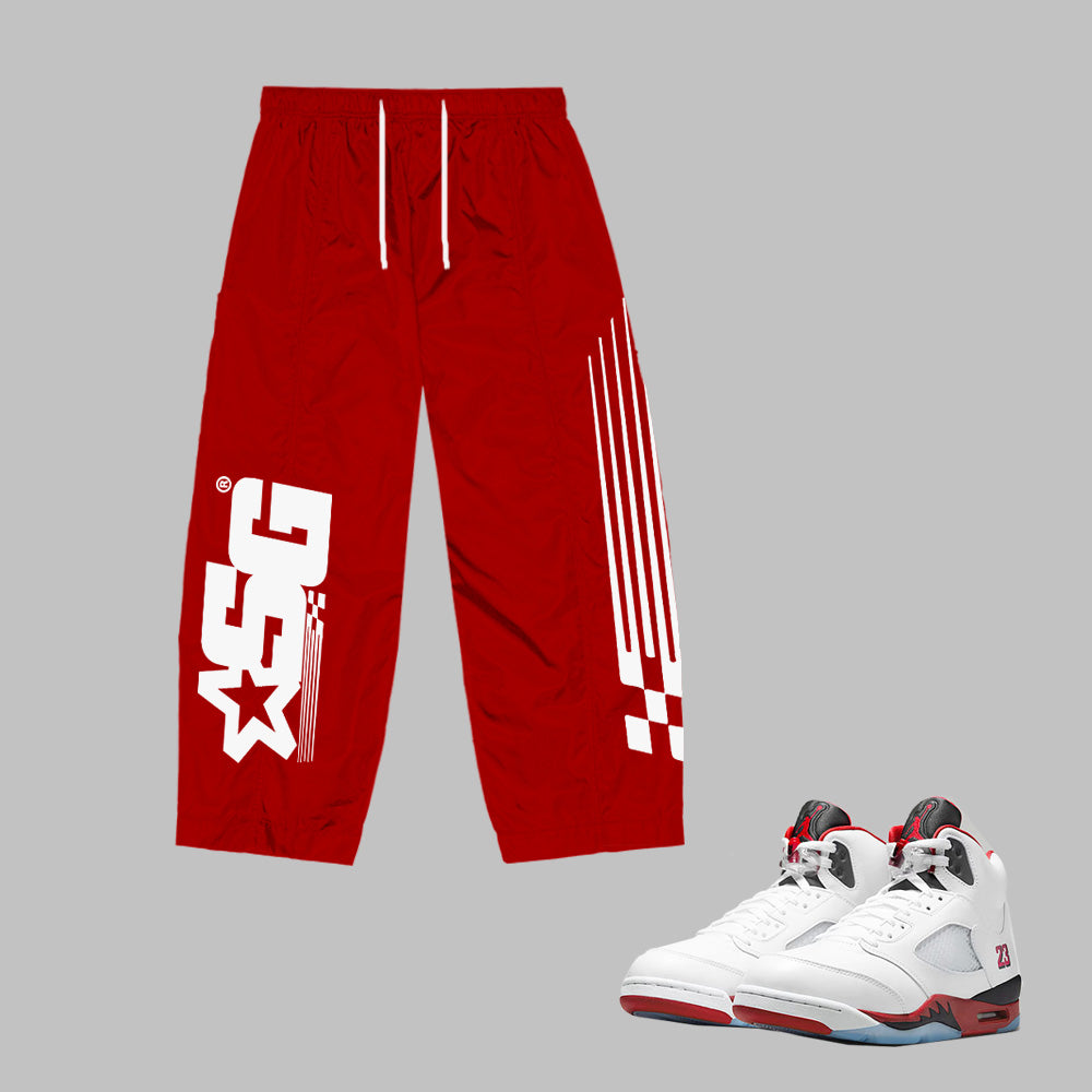 SG Elite Windbreaker Pants (Red) to match Retro Jordan 5 Fire Red Black Tongue sneakers