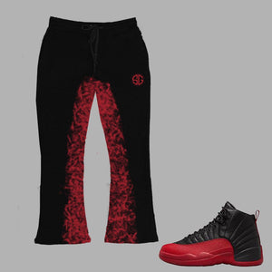 SG Flared Track Pants to match Retro Jordan 12 Flu Game sneakers