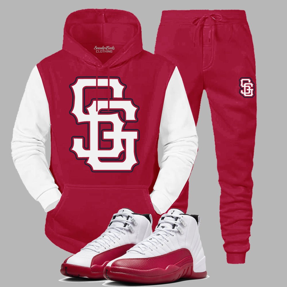 SG Giants Hooded Sweatsuit to match Retro Jordan 12 Cherry sneakers