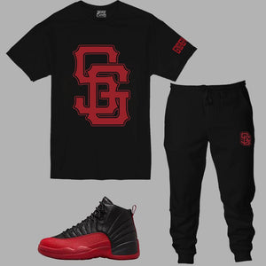 SG Giant Outfit to match the Retro Jordan 12 Flu Game sneakers