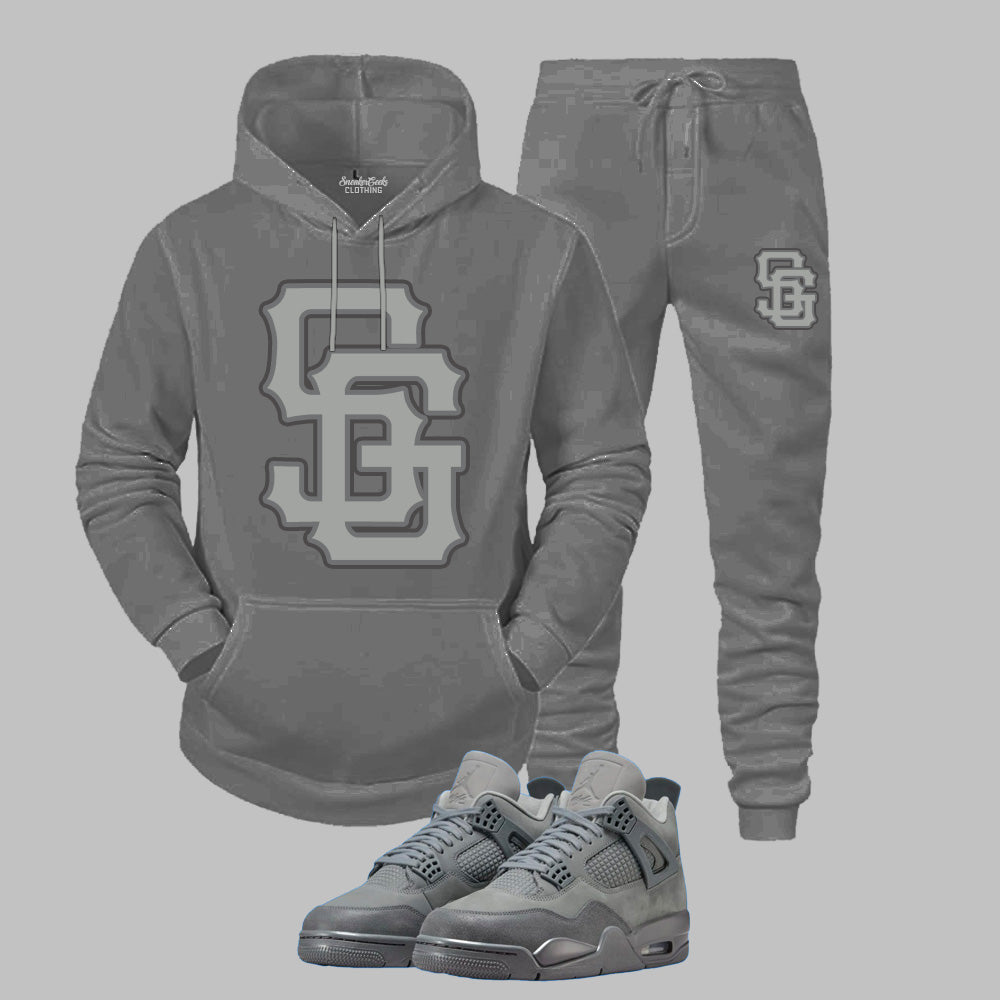 SG Giants Hooded Sweatsuit to match Retro Jordan 4 Wet Cement sneakers