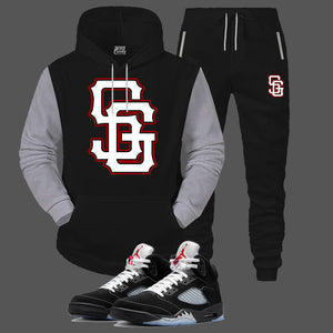 SG Giants Hooded Sweatsuit to match Retro Jordan 5 OG Black Metallic Reimagined sneakers