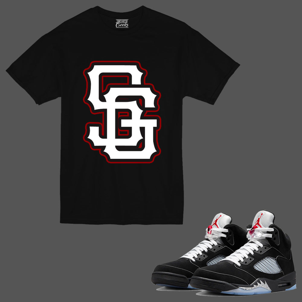 SG Giant T-Shirt to match Retro Jordan 5 OG Black Metallic Reimagined sneakers