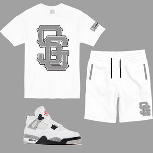 SG Giants Short Set to match Retro Jordan 4 White Cement sneakers