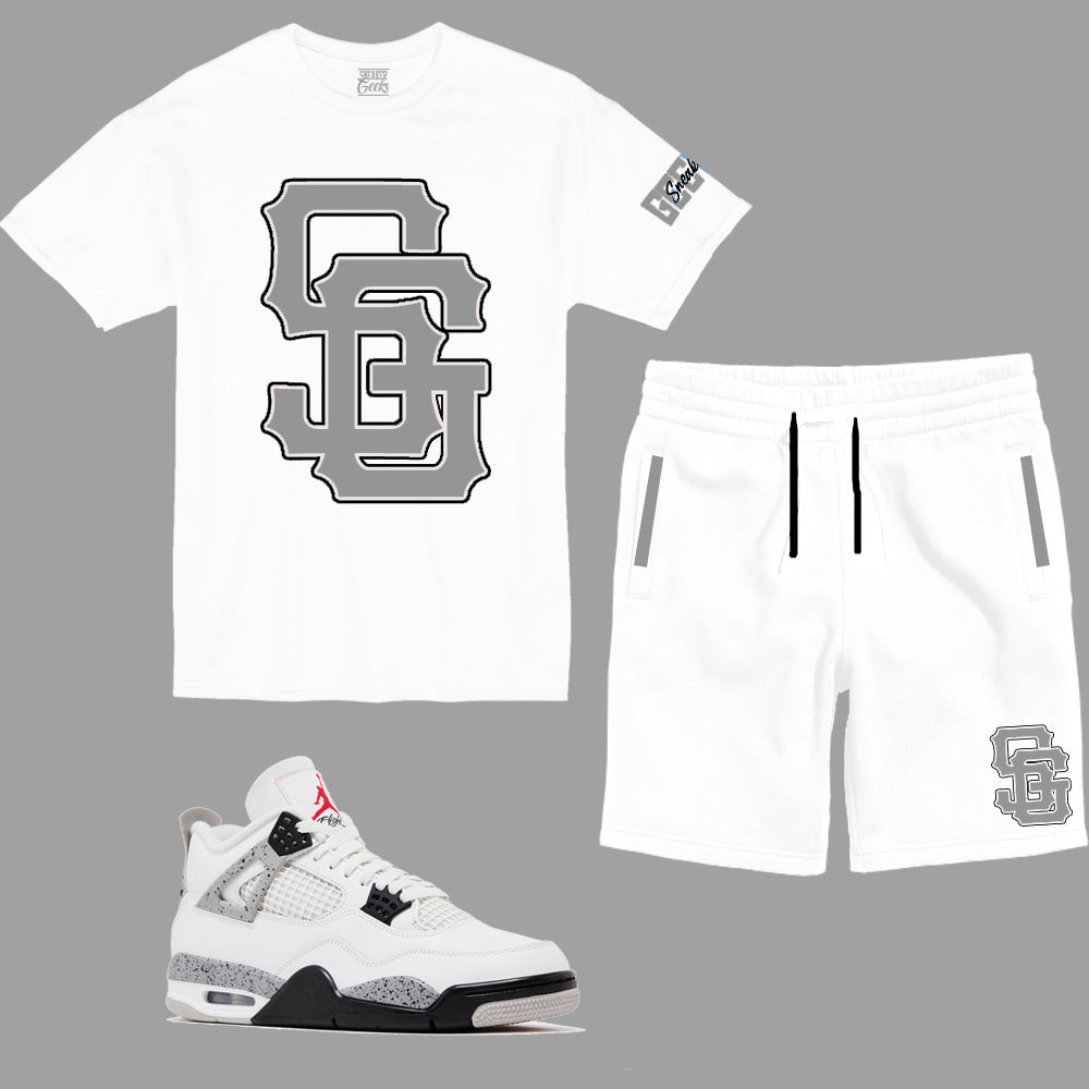SG Giants Short Set to match Retro Jordan 4 White Cement sneakers