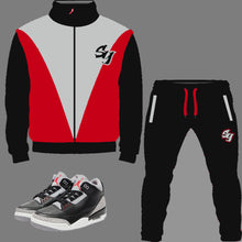 Load image into Gallery viewer, SG Nostalgia Tracksuit to match Retro Jordan 3 Black Cement sneakers

