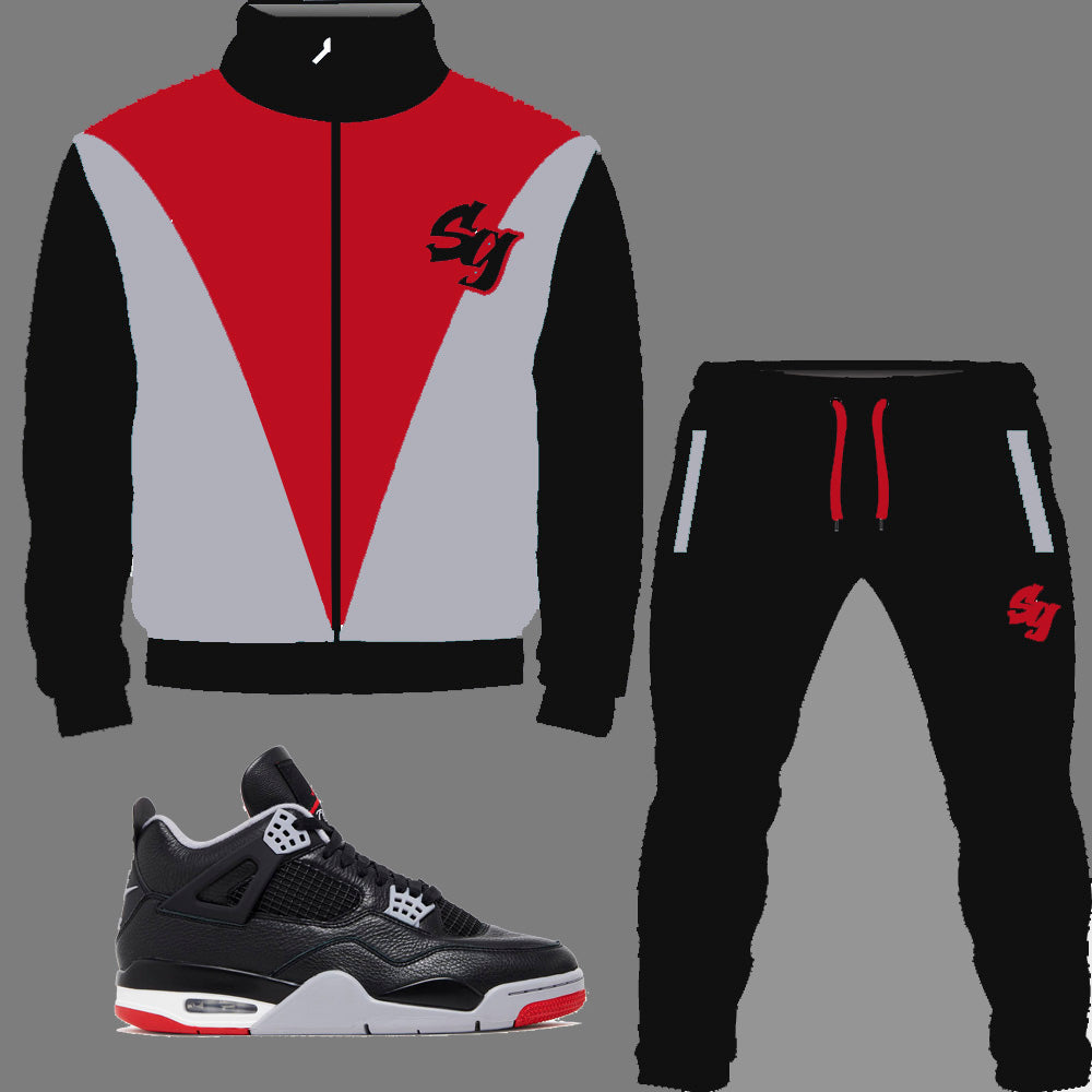 SG Nostalgia Tracksuit to match Retro Jordan 4 Bred Reimagined sneakers