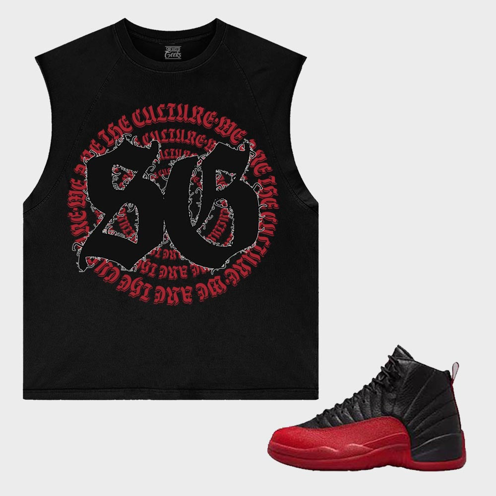 SG We Are The Culture Sleeveless T-Shirt to match Retro Jordan 12 Flu Game sneakers