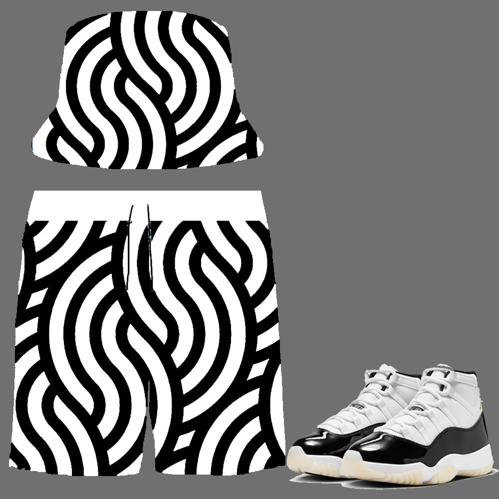 SneakerGeeks Bundle (nylon shorts and matching bucket hat) to match Retro Jordan 11 Gratitude sneakers