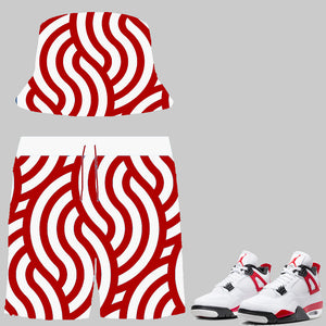 SneakerGeeks Bundle (Nylon Shorts and Matching Bucket Hat) to match Retro Jordan 4 Red Cement