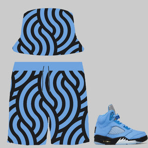 SneakerGeeks Bundle (nylon shorts and matching bucket hat) to match Retro Jordan SE UNC sneakers
