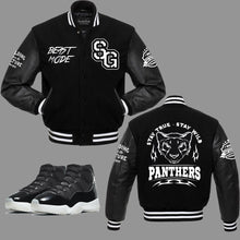 Load image into Gallery viewer, SG Beast Mode Varsity Jacket to match Retro Jordan 11 Jubilee 25th
