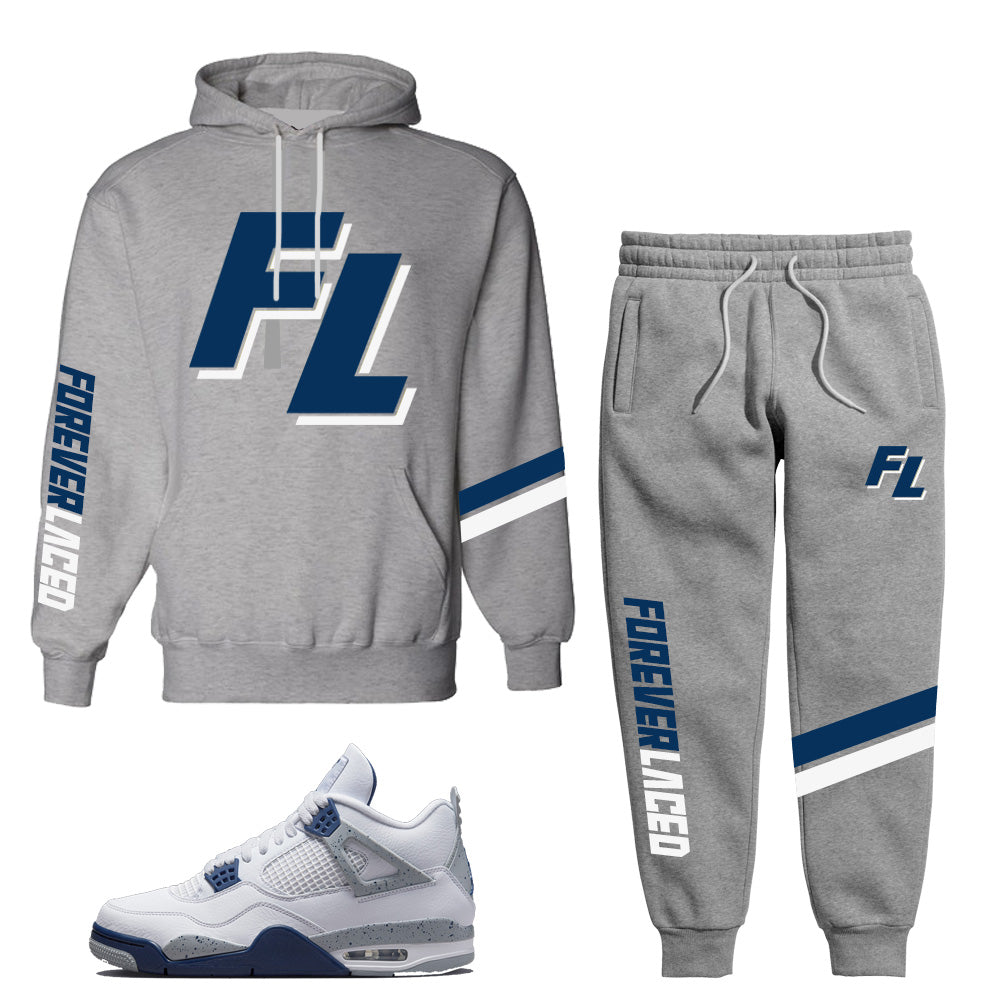 Forever Laced FL Hooded Sweatsuit to match Retro Jordan 4 Midnight Navy