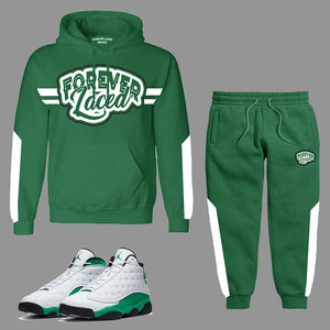 Forever Laced Hooded Sweatsuit to match Retro Jordan 13 Lucky Green