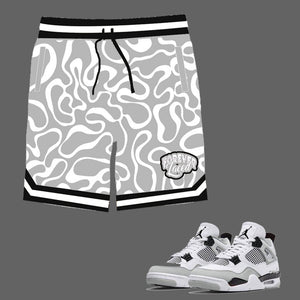 Forever Laced Shorts to match Retro Jordan 4 Military Black sneakers
