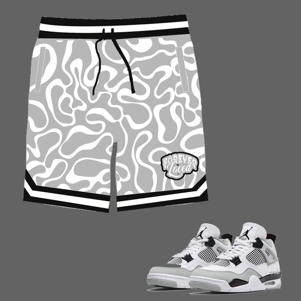 Forever Laced Shorts to match Retro Jordan 4 Military Black sneakers